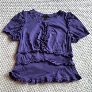 Authentic Louis Vuitton Purple Ruffled Short Sleeve Top